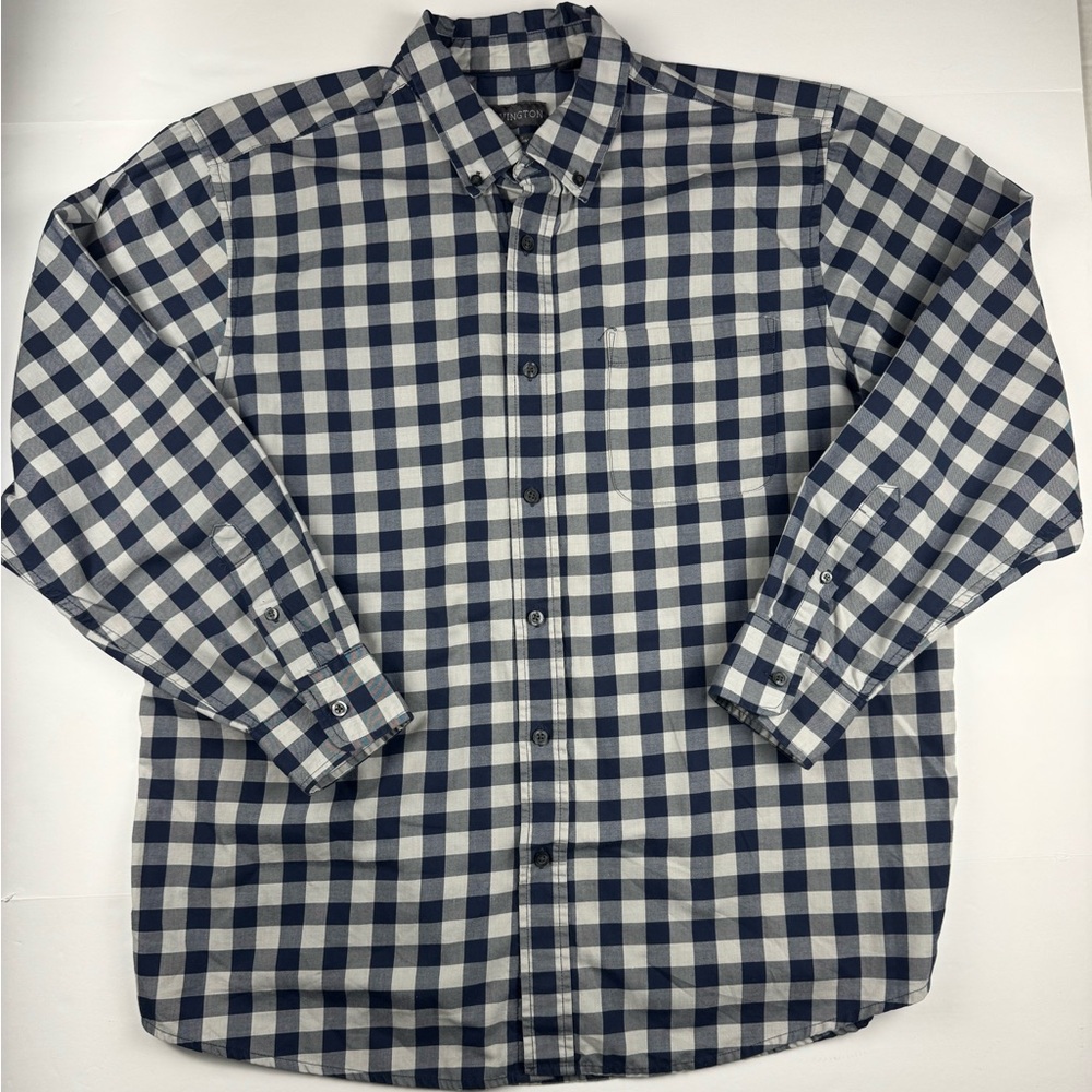 Covington Navy and White Plaid Button Down long sleeve Shirt size XL